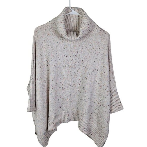 Loft Ivory Multicolor Speckle Oversize Cowl Neck Sweater Dolman Sleeve Small - Picture 10 of 10
